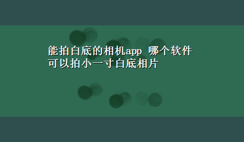 能拍白底的相机app 哪个软件可以拍小一寸白底相片