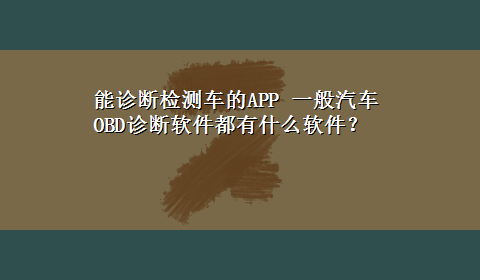 能诊断检测车的APP 一般汽车OBD诊断软件都有什么软件？