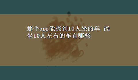 那个app能找到10人坐的车 能坐10人左右的车有哪些