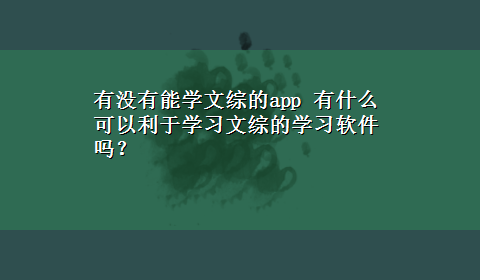 有没有能学文综的app 有什么可以利于学习文综的学习软件吗？