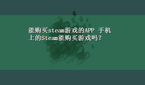 能购买steam游戏的APP 手机上的Steam能购买游戏吗？