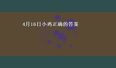 4月16日小鸡正确的答案