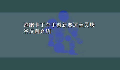 跑跑卡丁车手游新赛道幽灵峡谷反向介绍