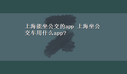 上海能坐公交的app 上海坐公交车用什么app?