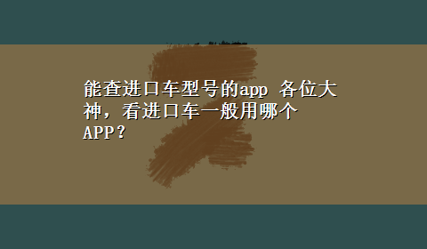 能查进口车型号的app 各位大神，看进口车一般用哪个APP？