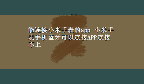 能连接小米手表的app 小米手表手机蓝牙可以连接APP连接不上