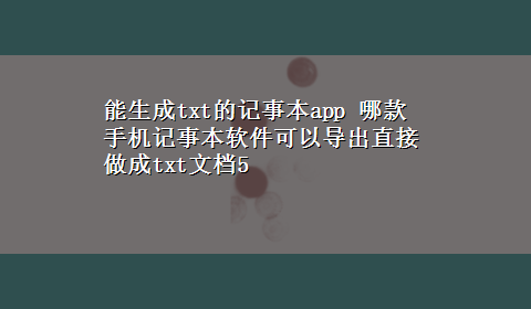 能生成txt的记事本app 哪款手机记事本软件可以导出直接做成txt文档5