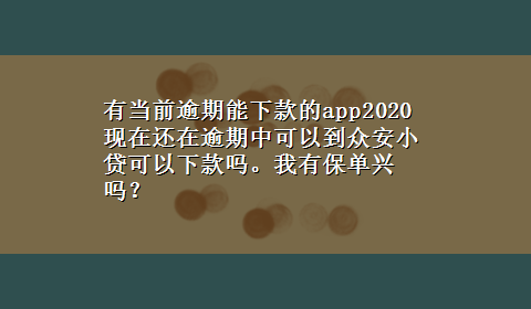 有当前逾期能下款的app2020 现在还在逾期中可以到众安小贷可以下款吗。我有保单兴吗？