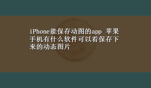 iPhone能保存动图的app 苹果手机有什么软件可以看保存下来的动态图片