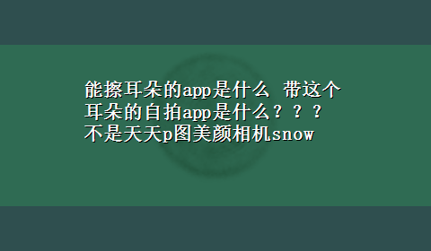 能擦耳朵的app是什么 带这个耳朵的自拍app是什么？？？不是天天p图美颜相机snow