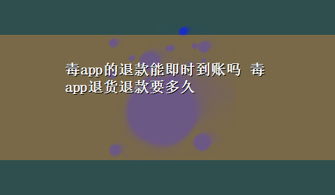 毒app的退款能即时到账吗 毒app退货退款要多久