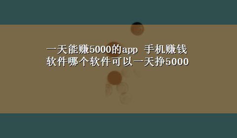 一天能赚5000的app 手机赚钱软件哪个软件可以一天挣5000