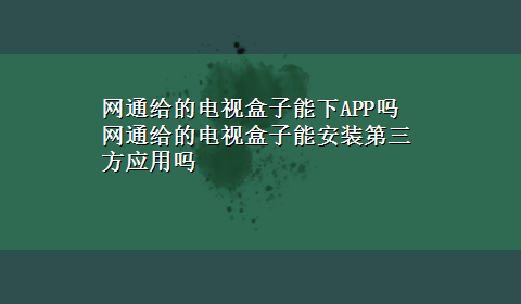 网通给的电视盒子能下APP吗 网通给的电视盒子能安装第三方应用吗