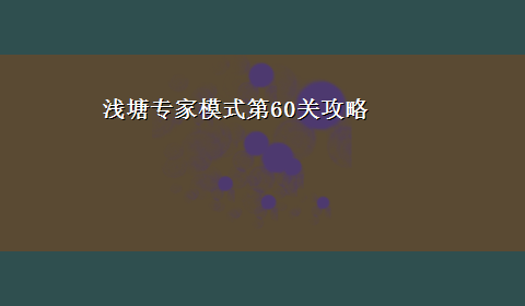 浅塘专家模式第60关攻略