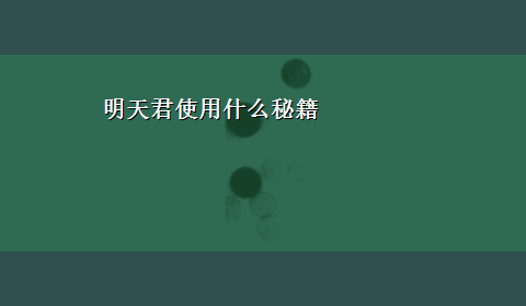 明天君使用什么秘籍