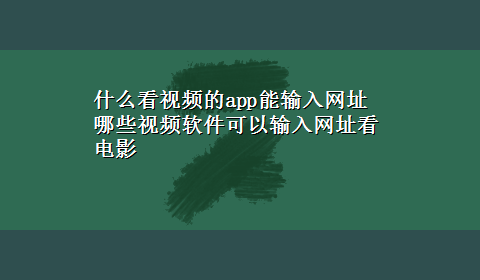 什么看视频的app能输入网址 哪些视频软件可以输入网址看电影