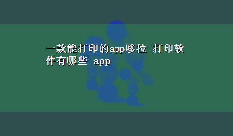 一款能打印的app哆拉 打印软件有哪些 app