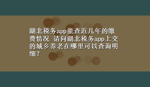 湖北税务app能查近几年的缴费情况 请问湖北税务app上交的城乡养老在哪里可以查询明细？