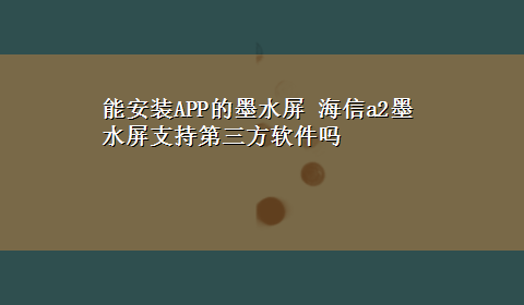 能安装APP的墨水屏 海信a2墨水屏支持第三方软件吗