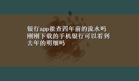 银行app能查四年前的流水吗 刚刚x-z的手机银行可以看到去年的明细吗