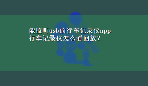 能监听usb的行车记录仪app 行车记录仪怎么看回放？