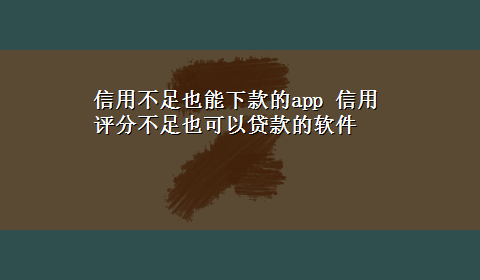 信用不足也能下款的app 信用评分不足也可以贷款的软件