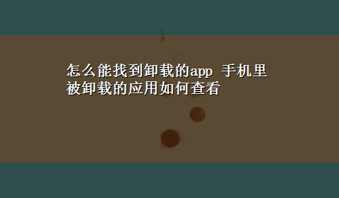 怎么能找到卸载的app 手机里被卸载的应用如何查看