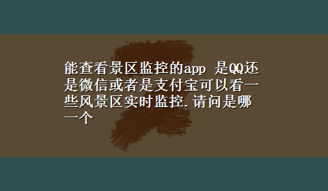 能查看景区监控的app 是QQ还是微信或者是支付宝可以看一些风景区实时监控.请问是哪一个