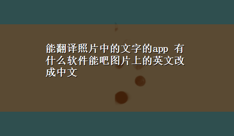 能翻译照片中的文字的app 有什么软件能吧图片上的英文改成中文