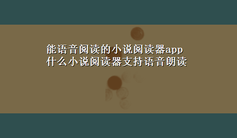 能语音阅读的小说阅读器app 什么小说阅读器支持语音朗读