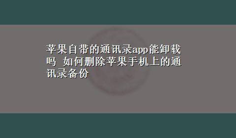 苹果自带的通讯录app能卸载吗 如何删除苹果手机上的通讯录备份