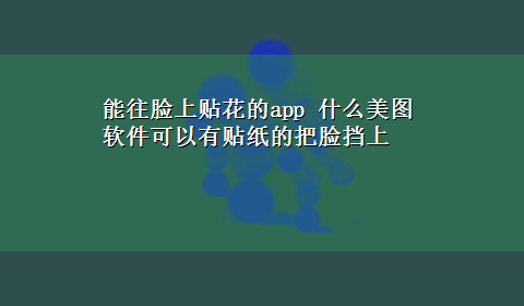 能往脸上贴花的app 什么美图软件可以有贴纸的把脸挡上