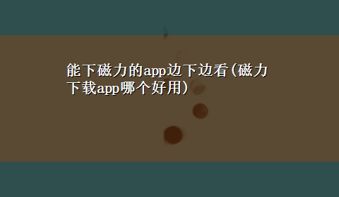 能下磁力的app边下边看(磁力x-zapp哪个好用)