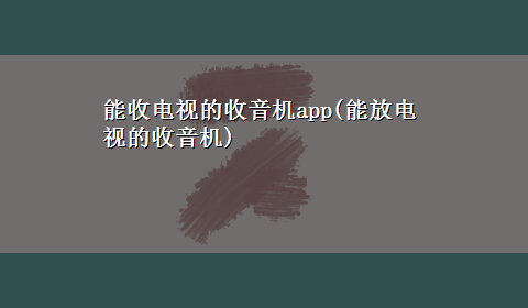 能收电视的收音机app(能放电视的收音机)