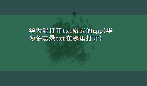 华为能打开txt格式的app(华为备忘录txt在哪里打开)