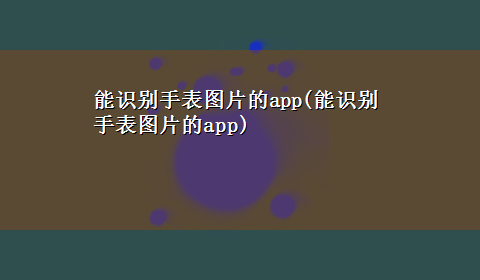 能识别手表图片的app(能识别手表图片的app)