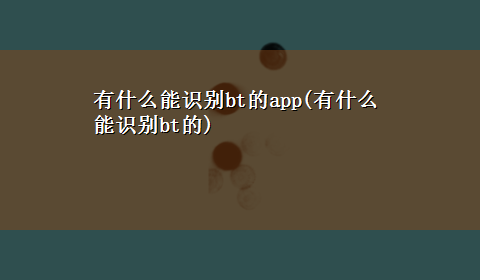 有什么能识别bt的app(有什么能识别bt的)