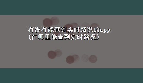 有没有能查到实时路况的app(在哪里能查到实时路况)