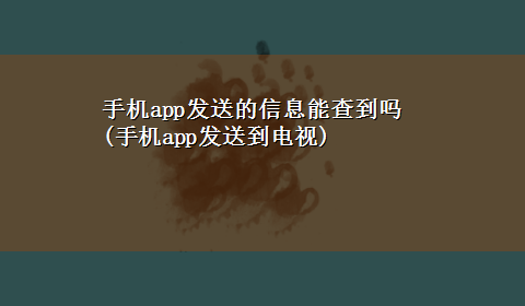 手机app发送的信息能查到吗(手机app发送到电视)