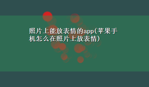 照片上能放表情的app(苹果手机怎么在照片上放表情)