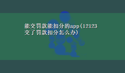 能交罚款能扣分的app(12123交了罚款扣分怎么办)