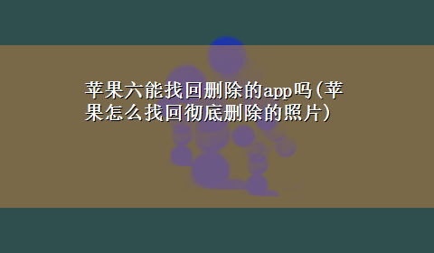 苹果六能找回删除的app吗(苹果怎么找回彻底删除的照片)