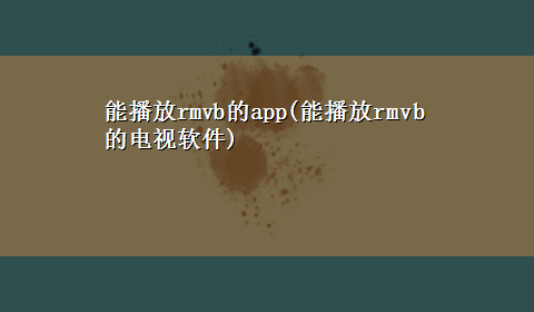 能播放rmvb的app(能播放rmvb的电视软件)