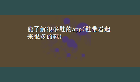 能了解很多鞋的app(鞋带看起来很多的鞋)