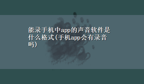 能录手机中app的声音软件是什么格式(手机app会有录音吗)