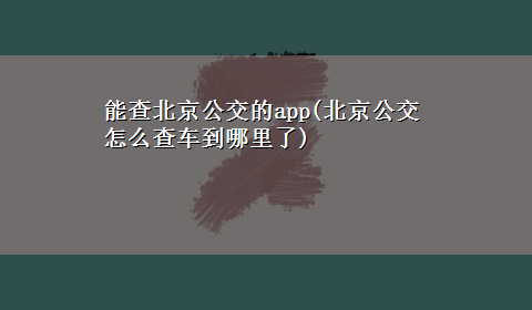 能查北京公交的app(北京公交怎么查车到哪里了)