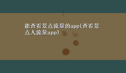 能查看景点流量的app(查看景点人流量app)