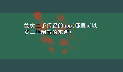 能卖二手闲置的app(哪里可以卖二手闲置的东西)