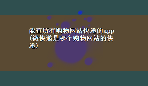 能查所有购物网站快递的app(微快递是哪个购物网站的快递)