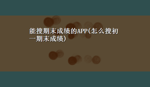 能搜期末成绩的APP(怎么搜初一期末成绩)